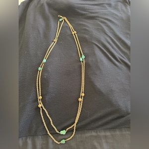 Vintage Chinese gold plated necklace with turquoise stones and small gold plated